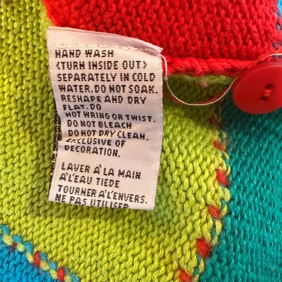 Marisa Christina Patchwork Christmas Sweater L 3D Knit Dolls Mittens Snowflakes - Picture 3 of 10